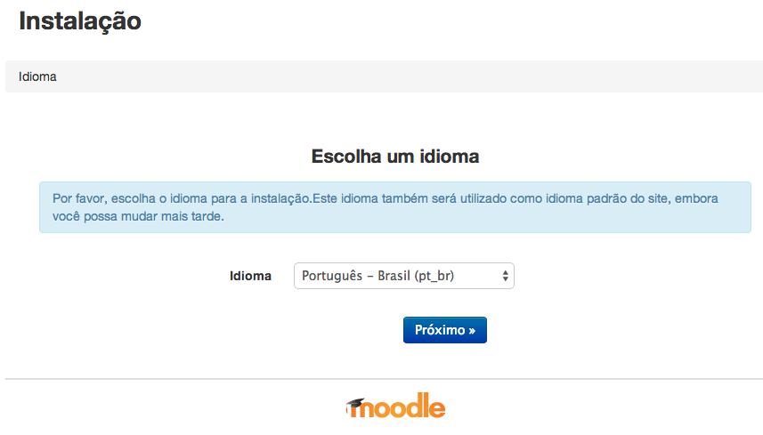 Início da instalação do Moodle