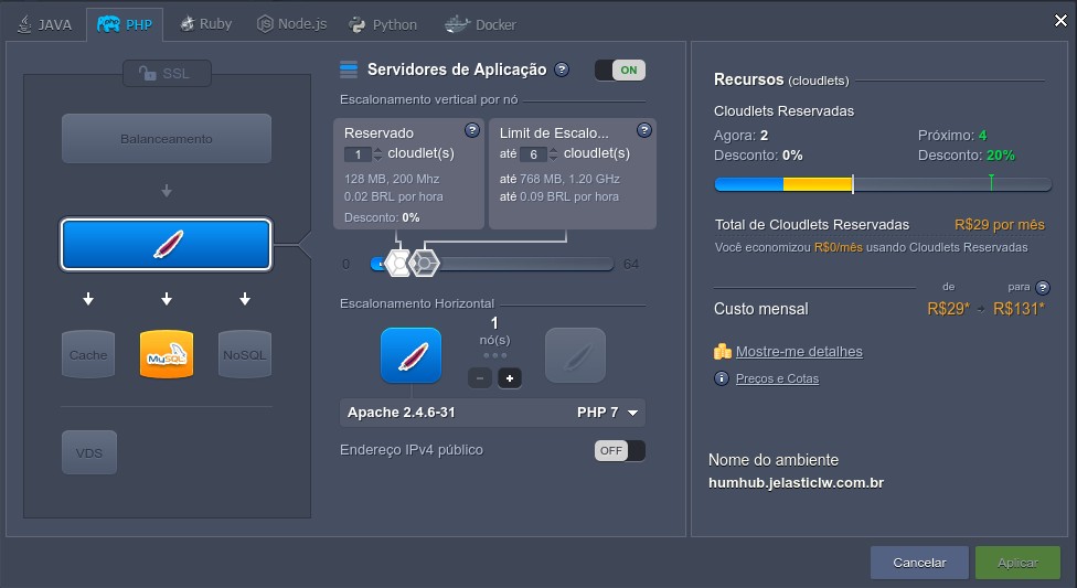 Ambiente criado para o deploy